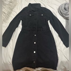 LONG SLEEVE BLACK DENIM DRESS